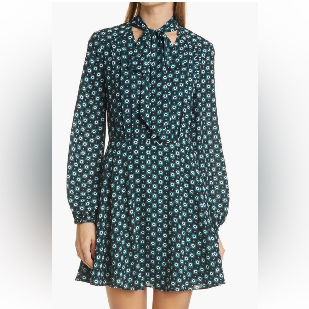 Ted Baker Black Dress with Teal and White Floral Print